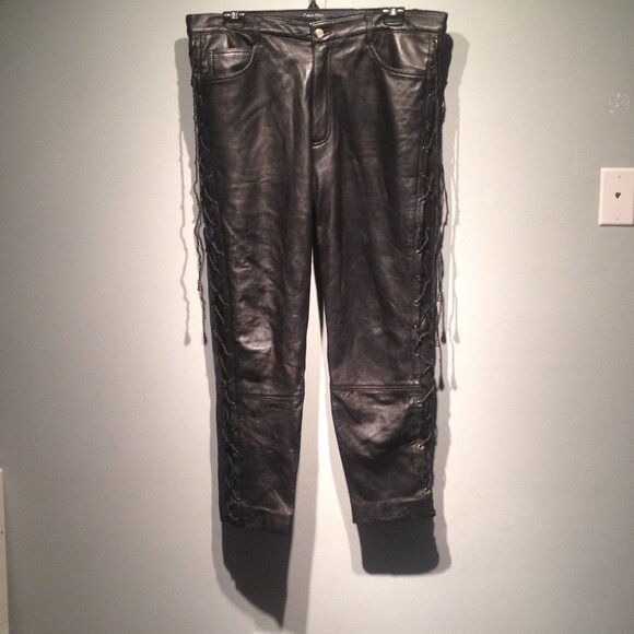 Very Soft South Beach Leather Pants With Laced Sides - Picture 1 of 5